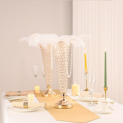 Crystal Trumpet Flower Vase Centerpieces for Wedding Table – Bling Wrought Crystal Vases for Party, Anniversary, Birthday, Banquet & Home Decor, Gold & Silver, 2pcs or 10pcs Set