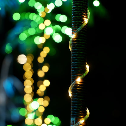 Lighted Artificial Palm Tree Solar Powered 7FT with 3 Trunks & 260 LED Lights, 8 Lighting Modes 2600mAh Battery, Outdoor Indoor Fake Palm Tree Decor for Tiki Bar Patio Yard Pool Beach Party