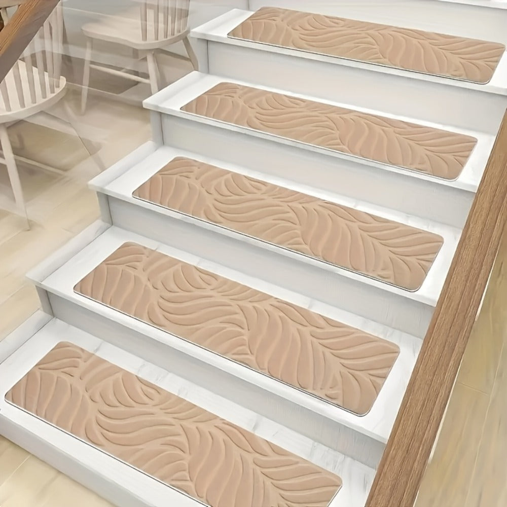 Non-Slip Stair Treads 15 Pack – Self-Adhesive Indoor Stair Mats for Wooden Steps, Washable Polyester Carpet Runners, Protects Stairs & Prevents Slipping for Kids, Pets & Elderly
