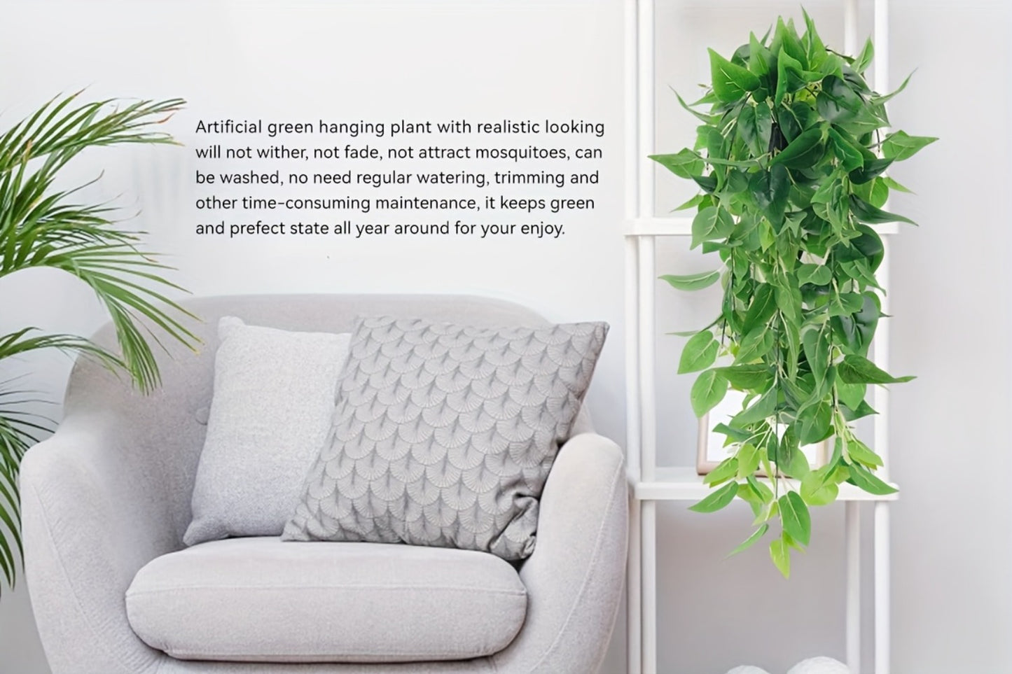 Artificial Hanging Ivy Vines – Fake Eucalyptus & Mandala Green Vine Plants for Indoor Wall Decor – Faux Hanging Plants for Bedroom, Bathroom, Balcony, Bookshelf & Living Room Aesthetic – 6 or 8 Pack