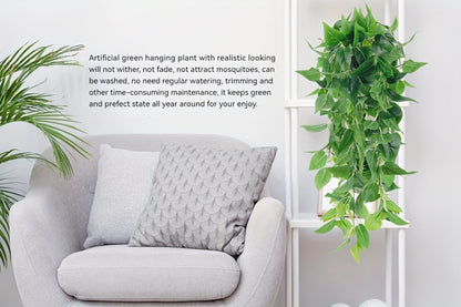 Artificial Hanging Ivy Vines – Fake Eucalyptus & Mandala Green Vine Plants for Indoor Wall Decor – Faux Hanging Plants for Bedroom, Bathroom, Balcony, Bookshelf & Living Room Aesthetic – 6 or 8 Pack