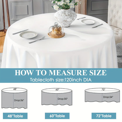 120 Inch Round Tablecloth Bulk Pack – Wrinkle-Free Table Cover for Wedding, Party, Christmas & Halloween, Black or White (6/12/18 Pack)
