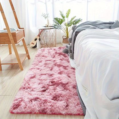 Tie-Dye Knotted Fluffy Mat Super Soft Thickened – Cozy Indoor Area Rug for Living Room, Bedroom & Office, Stylish Floor Covering 15.74x47.24 in – Dark Gray, Light Grey, Pink, White, Purple