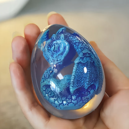 Dragon Egg Statue Transparent Resin Dragon Egg Figurine Dinosaur Souvenir Collectible Craft for Home Decor Desktop Display Birthday Christmas Halloween Gift Red Purple Green Blue