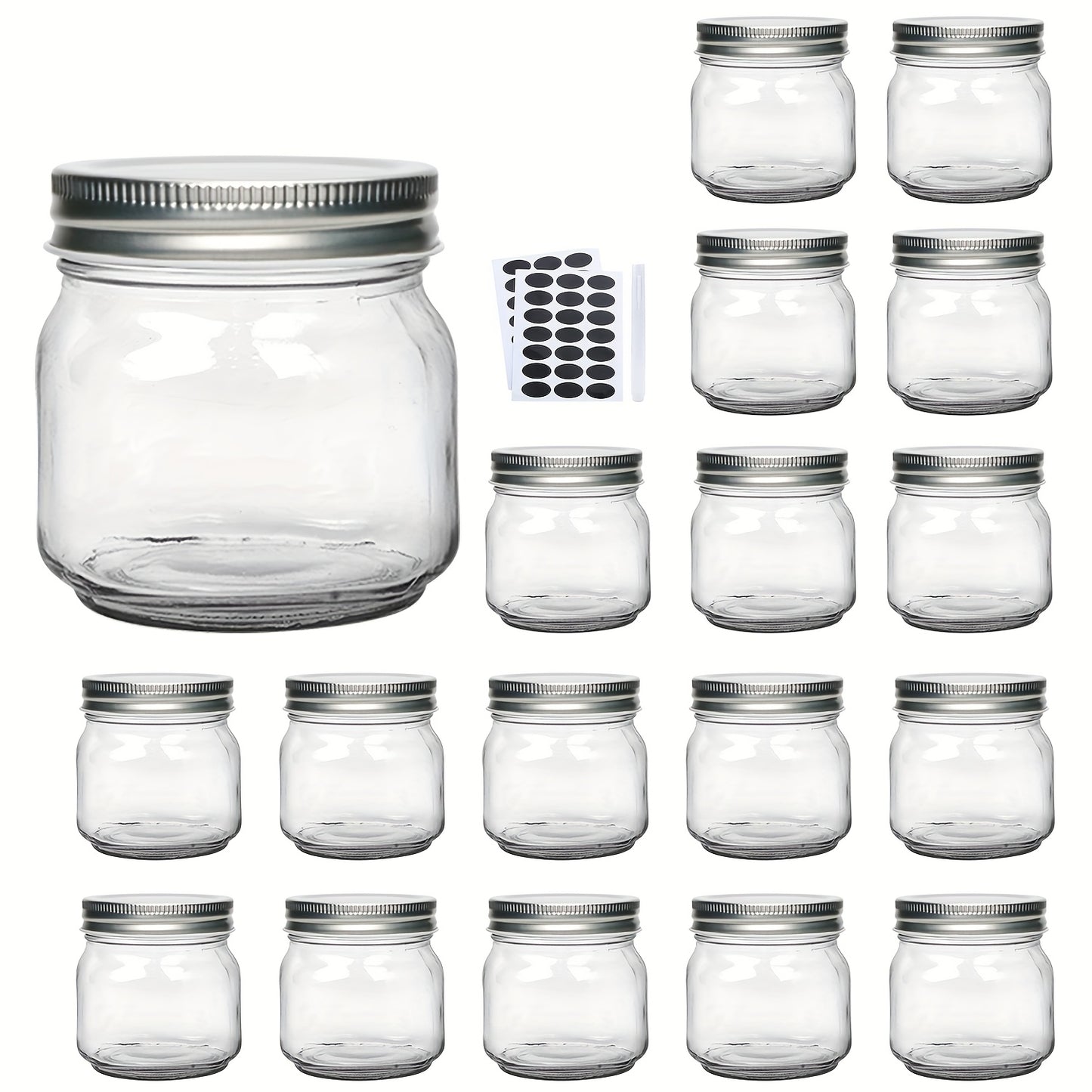 Mason Jars 8oz Glass Jars with Lids – 9/18/27/36 Pack Regular Mouth Canning Jars for Storage, Spices, Jelly, Jam, Honey & Caviar | Dishwasher Safe Spiral Lid Kitchen Storage Containers Set
