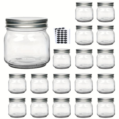 Mason Jars 8oz Glass Jars with Lids – 9/18/27/36 Pack Regular Mouth Canning Jars for Storage, Spices, Jelly, Jam, Honey & Caviar | Dishwasher Safe Spiral Lid Kitchen Storage Containers Set