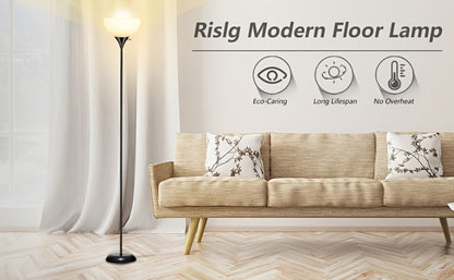 Floor Lamp for Living Room Bedroom Office Industrial Metal Torchiere Standing Lamp Adjustable Rotary Switch Shatter-Proof Shade Black