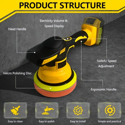 Cordless Car Polisher for DeWalt 20V Battery - 6 Variable Speeds 6800 RPM Buffer Polisher for Car Detailing Waxing Polishing Auto Scratch Removal Tool Gift for Men (Battery Not Included)