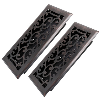 Floor Vent Register Cover 4x10 Inch Heavy Duty Walkable Steel Decorative Air Vent Grille Adjustable Airflow for Home HVAC 2-Pack Savannah Boston Design Multi Finish