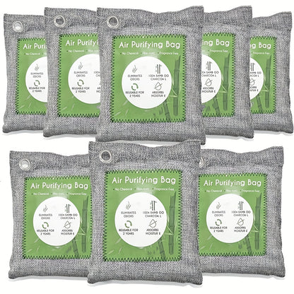Bamboo Charcoal Air Purifying Bags Odor Absorber & Moisture Absorber Natural Activated Charcoal Odor Eliminator for Car Home Closet Shoe Refrigerator Pet Area Multi-Pack