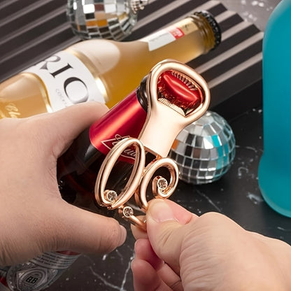 Rhinestone Bottle Opener Party Favors 50 Pack - Gold 50th Birthday & Wedding Anniversary Souvenirs for Guests, Decorative Beer Opener Bulk Party Favors with Rhinestone Bling Decoration