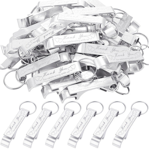Bottle Opener Keychains Bulk 100 Pack - Aluminum Engraved Keychain Bottle Openers for Wedding Favors, Birthday Party, Graduation Gifts & Event Giveaways - Silver Bulk Party Favors for Guests