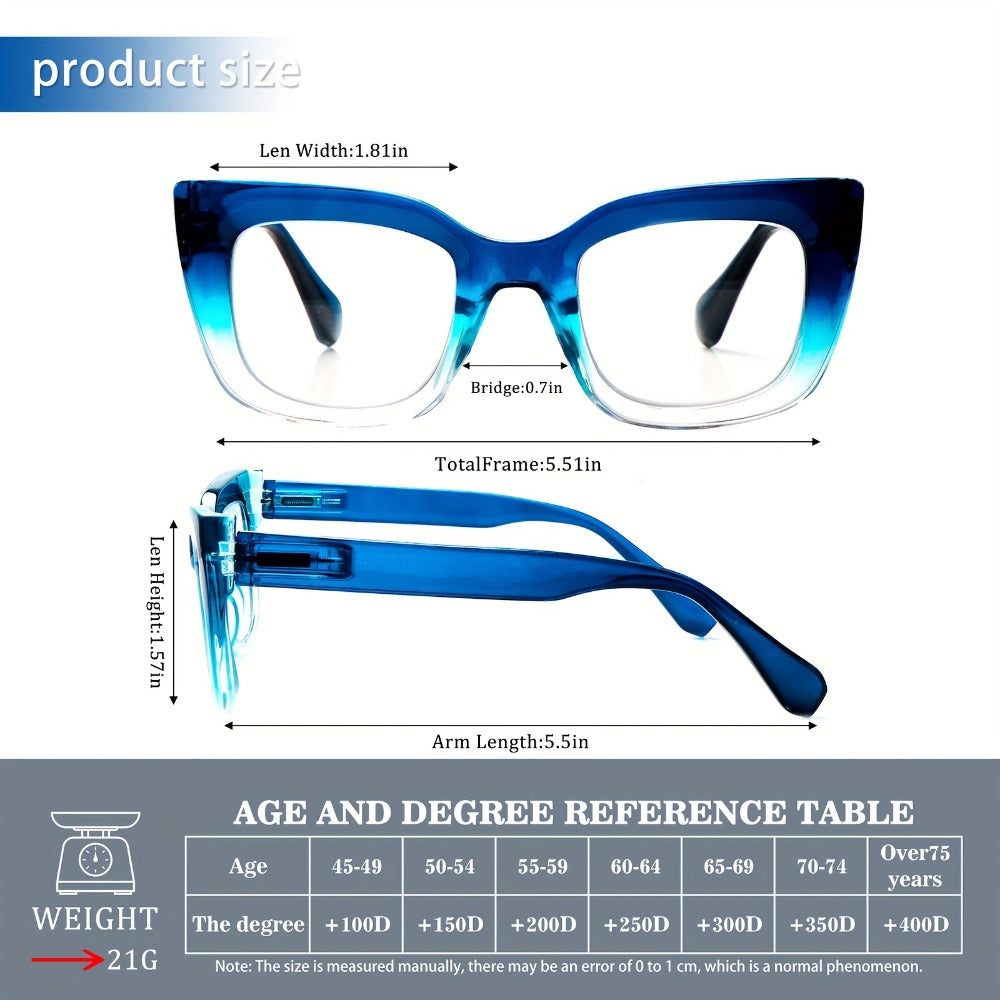 Reading Glasses Blue Light Blocking for Women 4 Pack – Cat Eye Frames with Metal Spring Hinges, Multicolor Floral Gradient Computer Eyeglasses