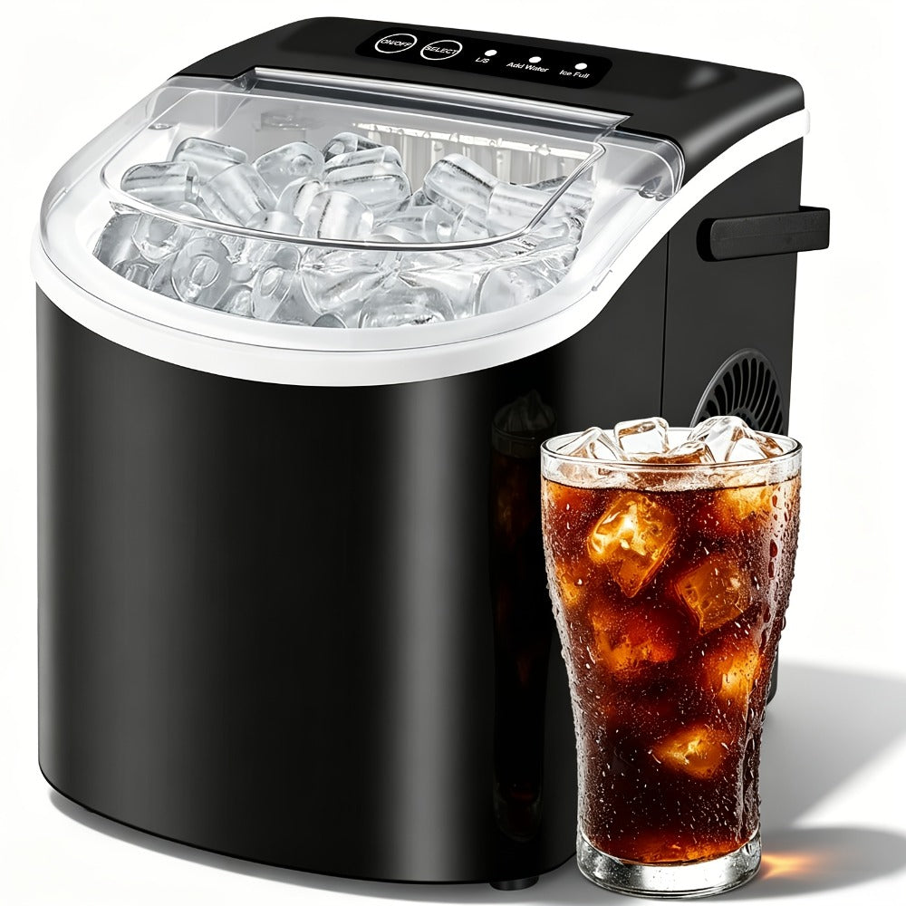 Ice Maker with Basket & Scoop – 26 Lbs/Day Countertop Bullet Ice Machine, 9 Cubes in 6 Mins, Self-Cleaning, 5 Colors Pink White Green Silver Black, for Home, Kitchen, Office, Bar, RV & Camping