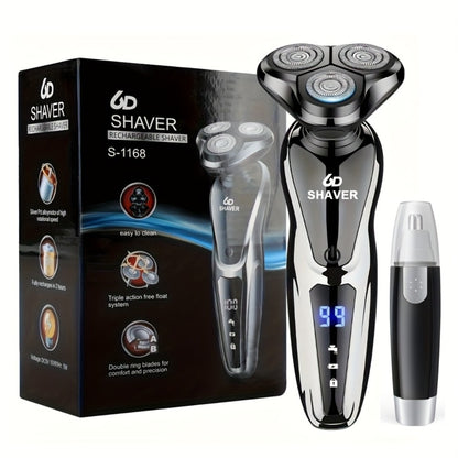 Cordless Foil Electric Shaver for Men 3D Floating Head LED Display Rechargeable Wet Dry Razor Close Shave Beard Trimmer Valentine's Day Gift
