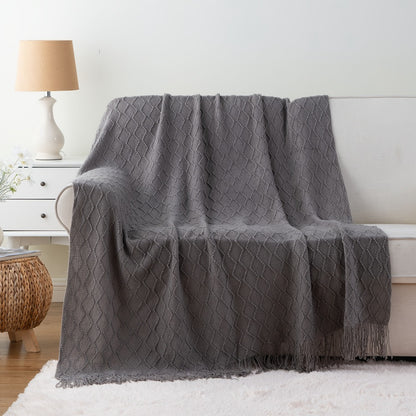 Tassel Throw Blanket – Soft Lightweight Decorative Fringe Throw for Couch, Chair, Bed & Sofa, 50”×60”, 6 Colors, Boho Home Decor