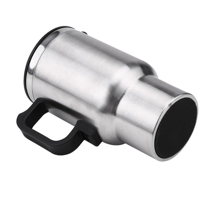 12V Car Electric Heating Travel Mug 450ml, Stainless Steel Car Electric Kettle with Cigarette Lighter Plug, 65°C Keep Warm Coffee Mug Heater for Road Trip Camping