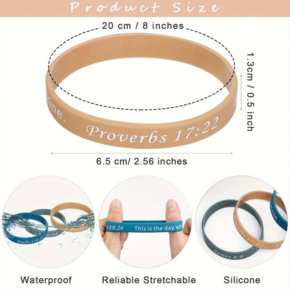 240pcs Bible Verse Silicone Wristbands Bulk – Christian Motivational Bracelets for Baptism, Wedding, Easter, Father's Day Religious Gifts Unisex
