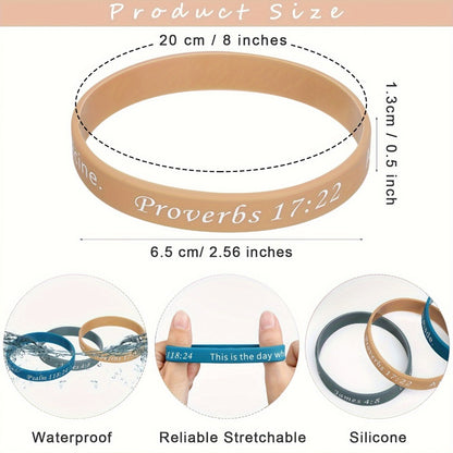 240pcs Bible Verse Silicone Wristbands Bulk – Christian Motivational Bracelets for Baptism, Wedding, Easter, Father's Day Religious Gifts Unisex