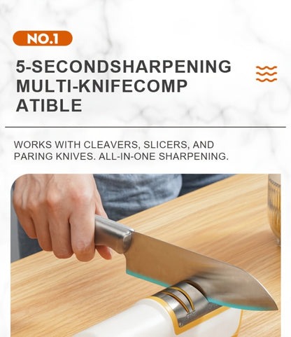 Electric Knife Sharpener 2-Stage – Automatic Professional Kitchen Knife Sharpener with Built-In Guides & Sanding Wheel for All Knives, Santoku, Fillet, Chef & Hunting Blades