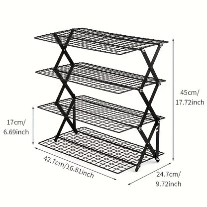 4-Tier Collapsible Cooling Rack Set with Muffin Cups - Metal Wire Baking Rack for Cookies Cakes Bread Roasting BBQ Countertop Kitchen Drying Rack