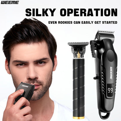 Men's Grooming Barber Haircut Set 2 & 3 Piece - Professional Hair Clipper USB Rechargeable T-Blade Trimmer Razor with 8 Limit Combs Complete Barbershop Kit for Men Boyfriend Father Birthday Gift Black