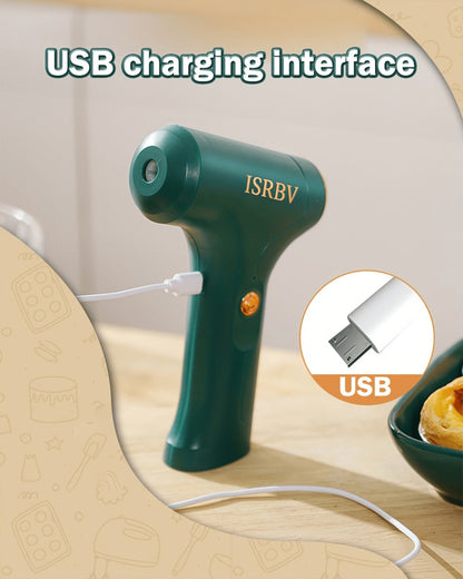 Cordless Electric Hand Mixer Mini USB Rechargeable Whisk Beater 1500RPM for Whipping Cream Cake Batter Ice Cream Egg Beating Home Kitchen Baking