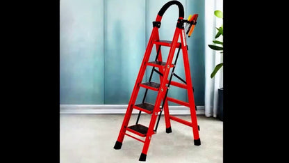 Folding Step Stool 5 Step 500 LBS Anti-Slip – No Assembly, One-Hand Fold, Soft Grip Handle, Wide Pedals, Auto Safety Lock, Portable Lightweight Ladder for Home, Kitchen, Bedroom & Industrial Use