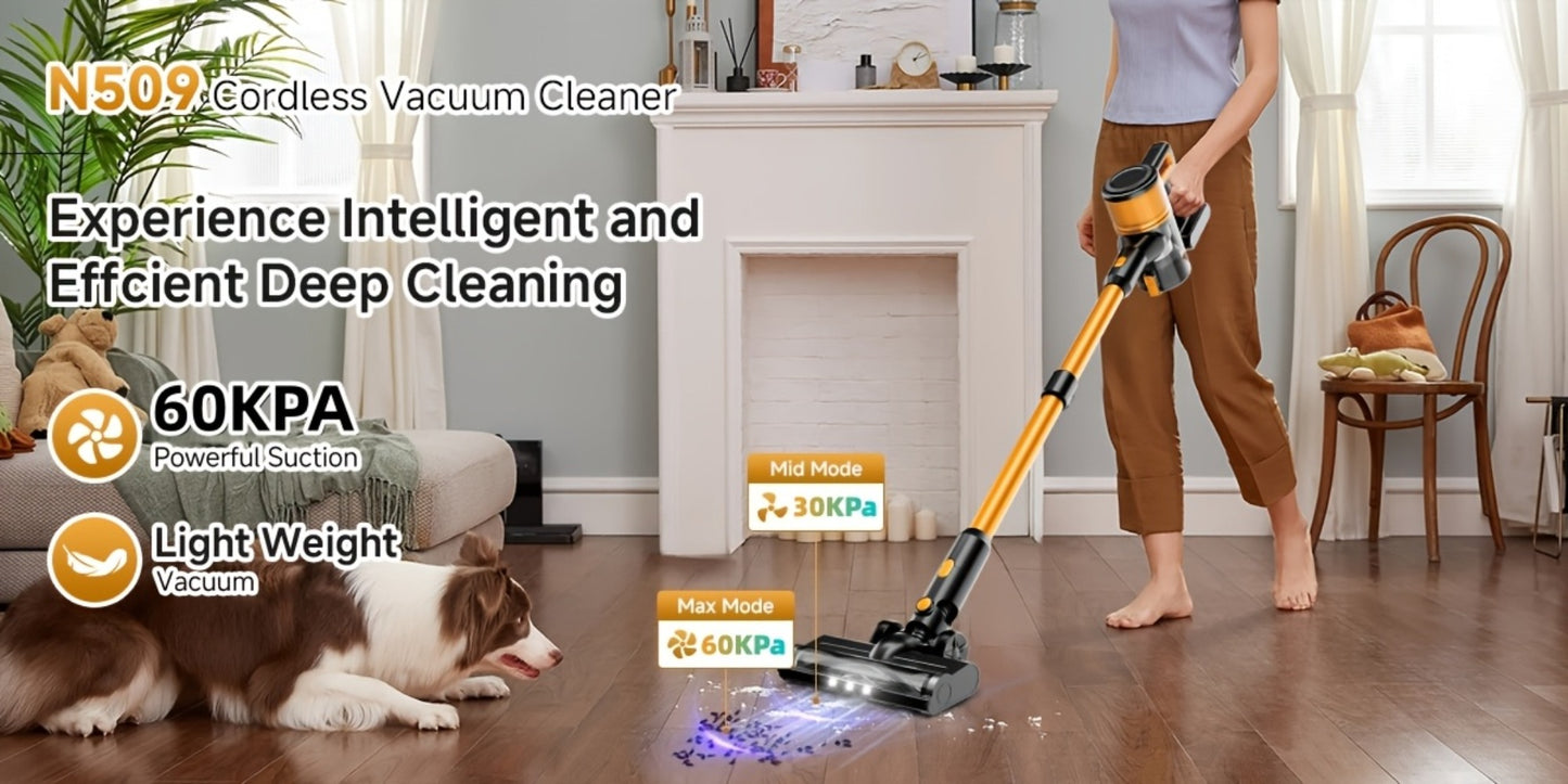 Cordless Stick Vacuum Cleaner 60Kpa 55-Min Runtime - Anti-Tangle Lightweight Handheld Vacuum for Hardwood Floor Carpet Pet Hair Corded Cordless 2200mAh Battery