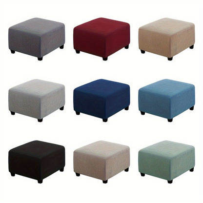 Square Ottoman Cover Elastic Stretch - Polar Fleece Footstool Slipcover with Elastic Band Closure Machine Washable for Home Office Decor, 6 Colors L XL