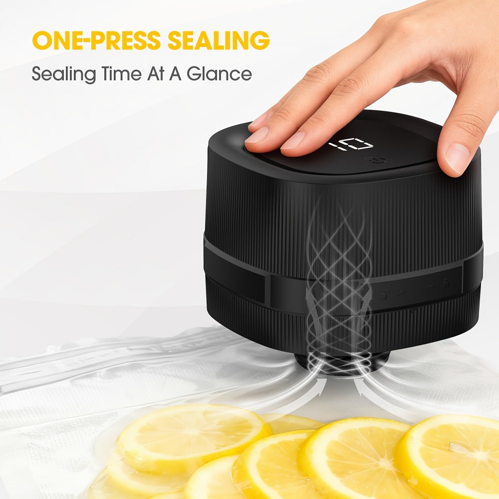 Electric Jar Vacuum Sealer 3-in-1 Food Storage Vacuum Sealer Machine with 14 Sealing Lids Wine Plug Vacuum Bag Bottle Opener – One-Button Operation Leak-Proof Seal for Regular & Wide Mouth Mason Jars
