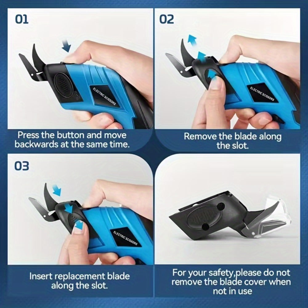 Electric Fabric Cutting Scissors USB Rechargeable – 1500mAh Cordless Precision Cutter for Clothing Leather Carpet Crafts Cardboard Ergonomic One-Touch