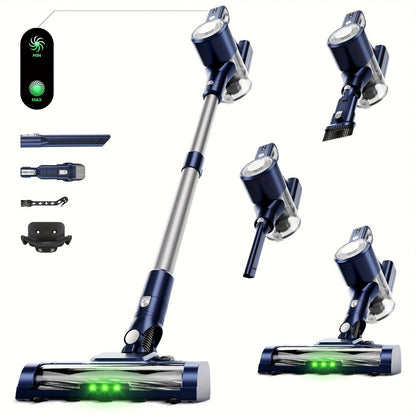 Cordless Stick Vacuum Cleaner 51-68KPa 3-Speed LED Floor Brush 45-Min Runtime Detachable Lightweight for Pet Hair Carpet Hard Floor