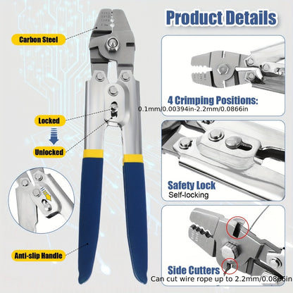 264Pcs Wire Rope Crimping Tool Kit 328ft – Stainless Steel Hook Eye Turnbuckle Thimble Aluminum Crimping Sleeve for Outdoor Garden Railing String Light Hanging