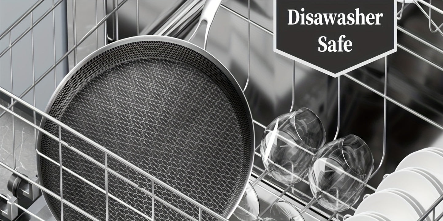 Stainless Steel Crepe Pan 11 Inch Dual Honeycomb Non-Stick PFOA-Free with Lid – Triply Steel Pancake Griddle for Tortillas | Induction Gas Electric Ceramic Compatible Home Camping BBQ Cookware