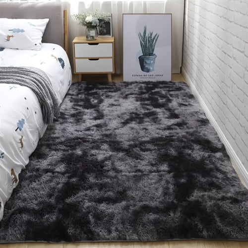 Plush Area Rug Tie-Dye & Solid Color - 100% Polyester Soft Fluffy Anti-Slip Machine Washable Carpet | Luxury Bedroom, Living Room & Sofa Floor Mat | Upscale Home Decor Rug in Multiple Colors & Sizes