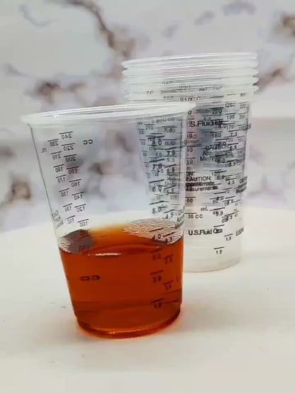Plastic Measuring Cups with Wooden Sticks 100 Sets Clear Graduated Mixing Cups oz/ml/cc for Resin, Cooking, Baking & Epoxy – Disposable Paint Mixing Cups