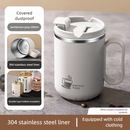 Stainless Steel Travel Mug Valentine's Letter Print Double Wall Insulated Coffee Cup Leak-Proof Lid 500ml Office Home Travel