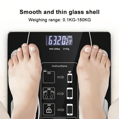 Digital Bathroom Scale Body Weight Scale LED Backlit Display Tempered Glass 400lb Capacity Compact