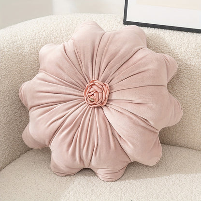 Velvet Flower Shaped Throw Pillow with Pillow Core Elegant Round Cushion Soft Luxury Floral Pillow for Sofa Bed Living Room Bedroom Decor Christmas Gift Hand Wash