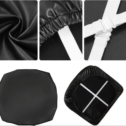 Waterproof PU Leather Dining Chair Cushion Covers Removable Stretch Seat Slipcovers for Dining Room Kitchen Hotel Set of 4 or 6