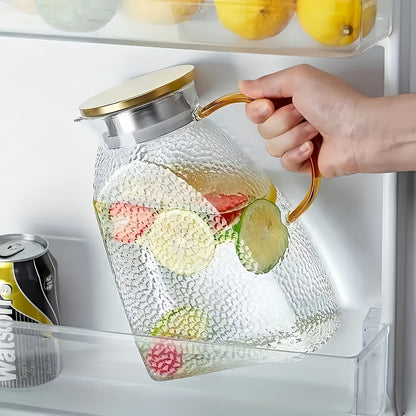 Glass Water Bottle Kettle Set – Heat-Resistant Large Capacity Fridge Door Storage with Cleaning Brush & Long Spoon – Perfect for Iced Tea, Cold Brew Coffee, Juice & Infused Water