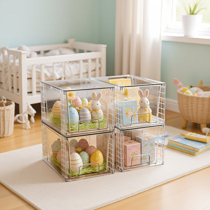 Stackable Storage Drawers Acrylic Drawer Organizer Cabinet | 4/6/8 Packs Plastic Bins for Bathroom Undersink Kitchen Pantry Makeup Organization Easy Assembly Modular Drawer Units
