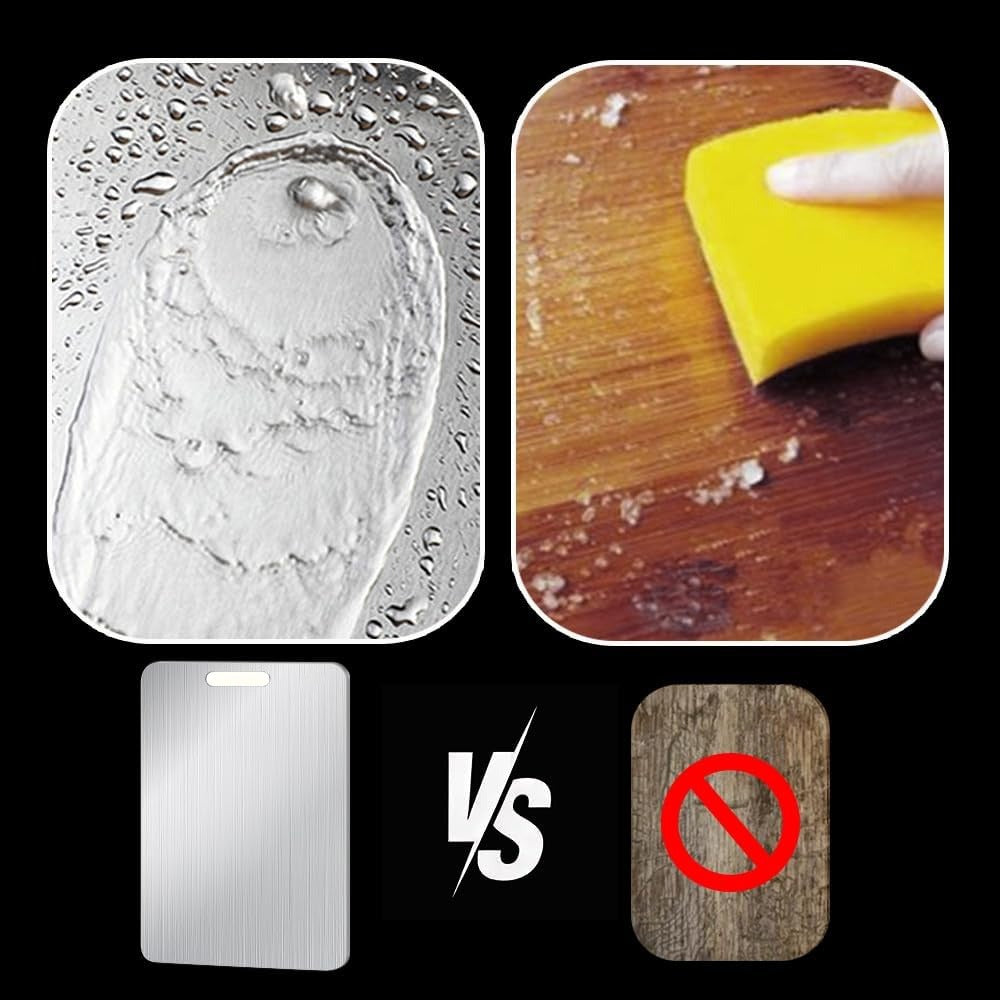 Stainless Steel Cutting Board Dual-Sided 9x13 Inch – Non-Slip Kitchen Chopping Board for Meat Vegetables Fish, Compact Design for RV Small Kitchen Home Chef