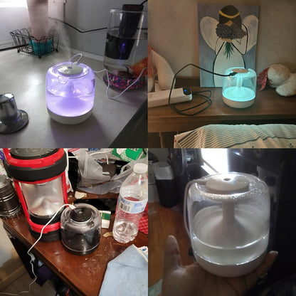 Cool Mist Humidifier with 7-Color Night Light & Transparent Tank | USB Quiet Humidifier 24H Runtime, 2-Speed Mist, Top-Fill Design for Bedroom, Office & Small Spaces | White & Green