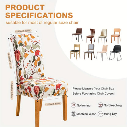Dining Chair Covers Slipcovers Set of 4 or 6 - Spandex Stretch Milk Velvet Removable Washable Parsons Chair Protector | Anti-Slip Elastic Band | Multiple Prints | Kitchen Dining Room Hotel Ceremony
