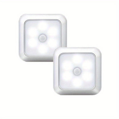 LED Night Light Motion Sensor Battery Powered Dusk to Dawn Smart Sensor Compact Nightlight for Bedroom Toilet Stairs Hallway Closet Warm White Cool White 2 Pack