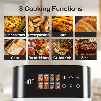 Air Fryer 5 Quart 8-in-1 Electric Hot Air Oven 1350W with LED Touchscreen & 360° Hot Air Circulation – Large Capacity Digital Air Fryer for Fry Roast Bake Grill Dehydrate, Black