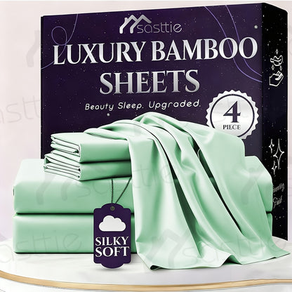 Fitted Sheet Bamboo Blend Deep Pocket Breathable Bed Sheet Set with Pillowcase