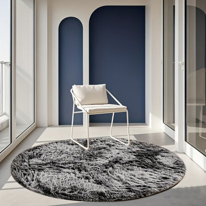 Round Faux Fur Area Rug - Soft Plush Circle Carpet for Living Room Bedroom, Machine Washable, Multiple Colors & Sizes